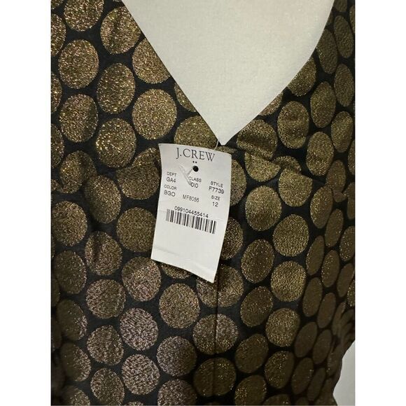 J. Crew MET black metallic Gold polka dots with pockets v neck 12 - Picture 6 of 8